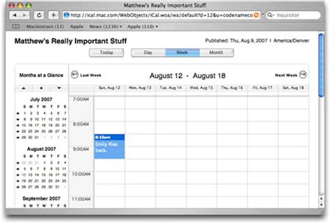 iCal Calendar Grid