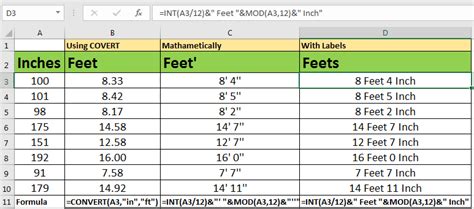 Inches to Feet Conversion Example 3