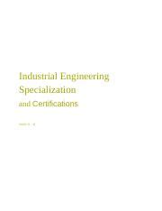 Industrial Engineer Specializations