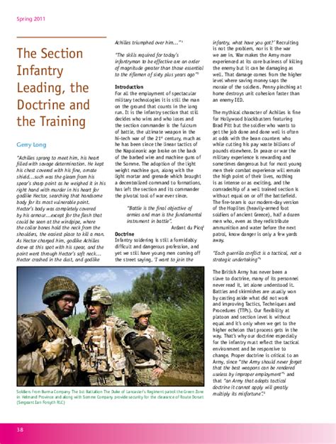 Infantry doctrine and training