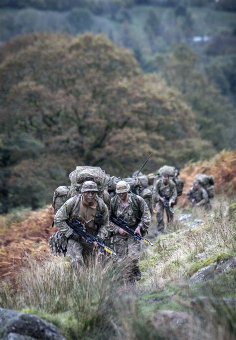 Infantry patrols in a mountainous terrain