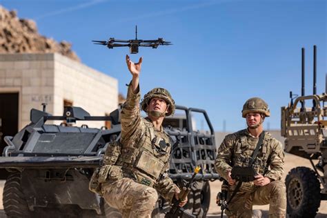 Infantry soldiers with drone