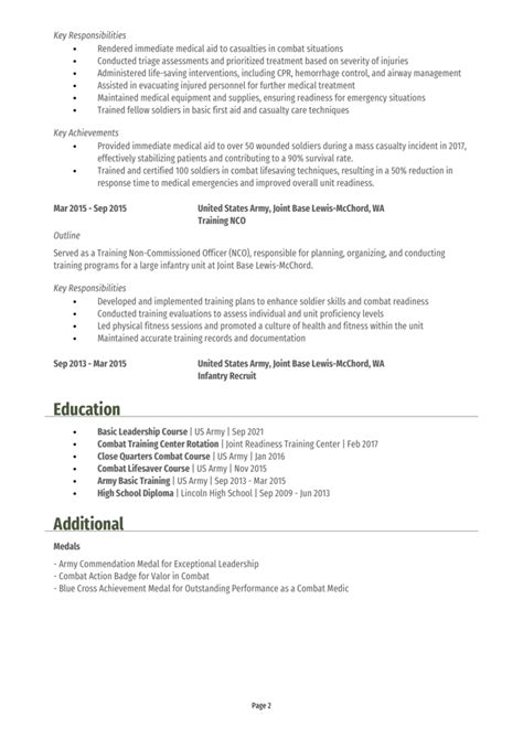 Infantryman Resume Example