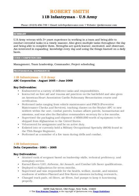 Infantryman Resume Template