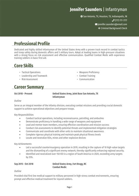 Infantryman Resume Writing