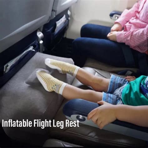 Inflatable foot rest for airplanes