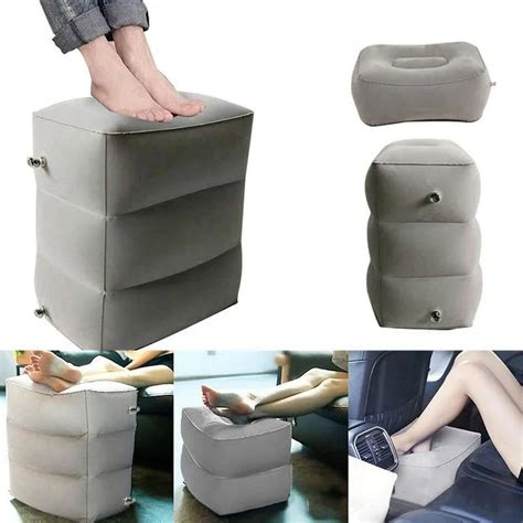 Inflatable foot rest for airplanes