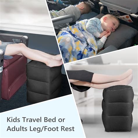 Inflatable foot rest for airplanes