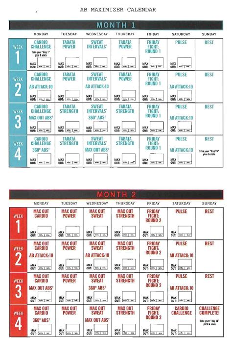 Insanity Max 30 Calendar