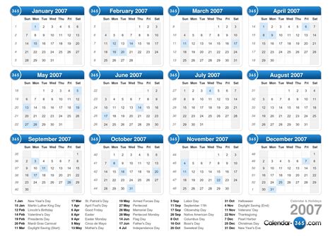 Introduction to 2007 Calendars