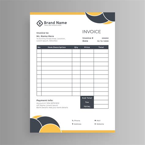 Design of a Free Printable Invoice Template