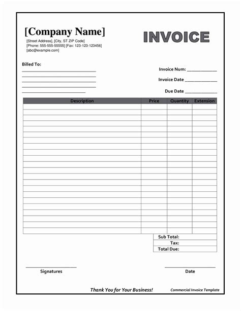 Invoice Template Printable