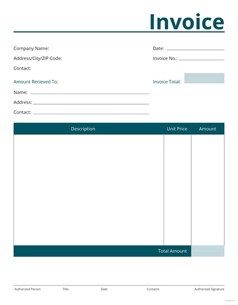 Invoice template sample