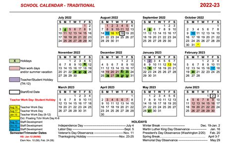 Irvine USD Academic Calendar