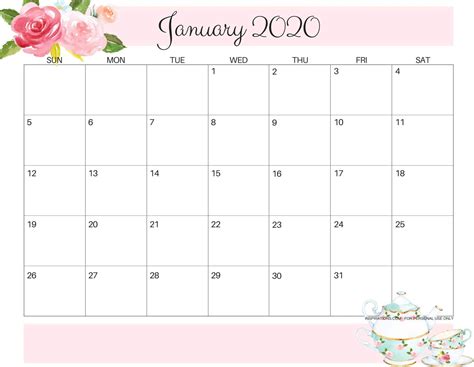 January 20, 2020 Calendar Design