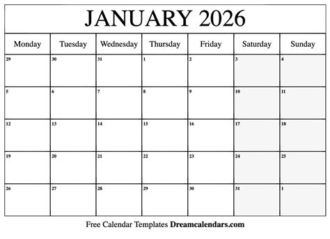 January 2026 calendar image 1