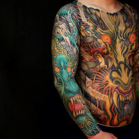 Japanese-inspired half sleeve tattoo