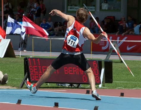 Javelin thrower in action