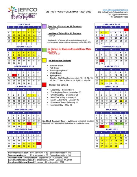 Jeffco Calendar Benefits