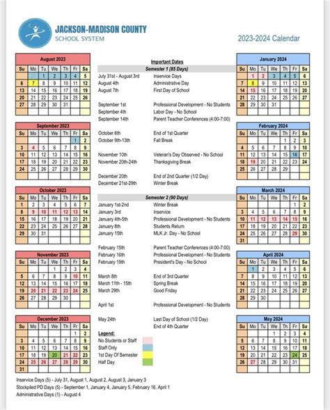 JMCSS Calendar Information