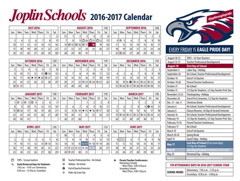 Joplin Schools Calendar Image 1