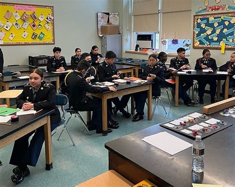 JROTC cadets participating in a drill team competition