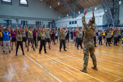 JROTC cadets participating in a physical training session