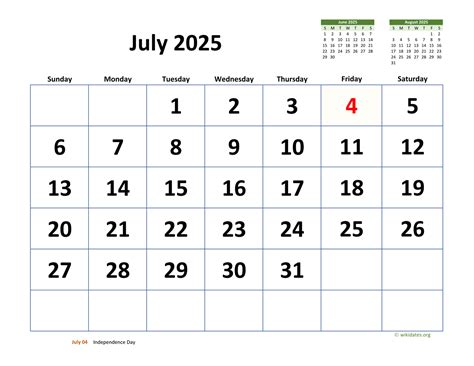 July 2025 Calendar Image