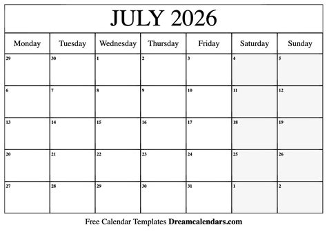 July 2026 Calendar Image 3