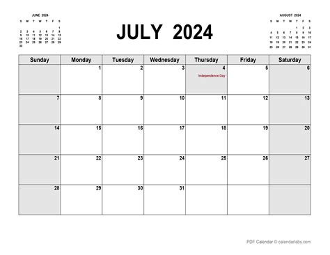 July calendar printable template