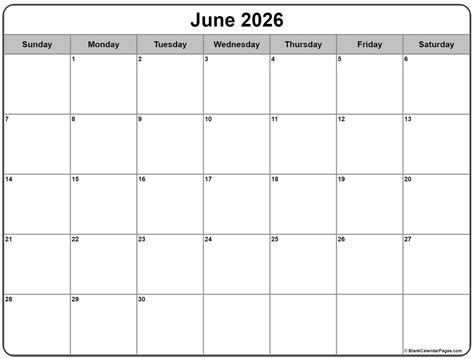 June 2026 Calendar Templates