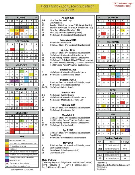 K12 School Calendar Template