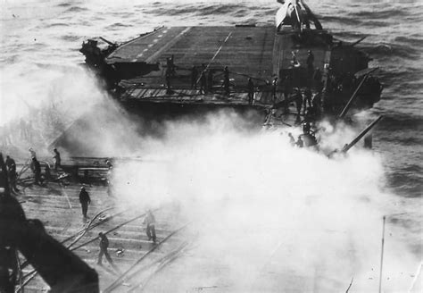 A kamikaze aircraft on an aircraft carrier