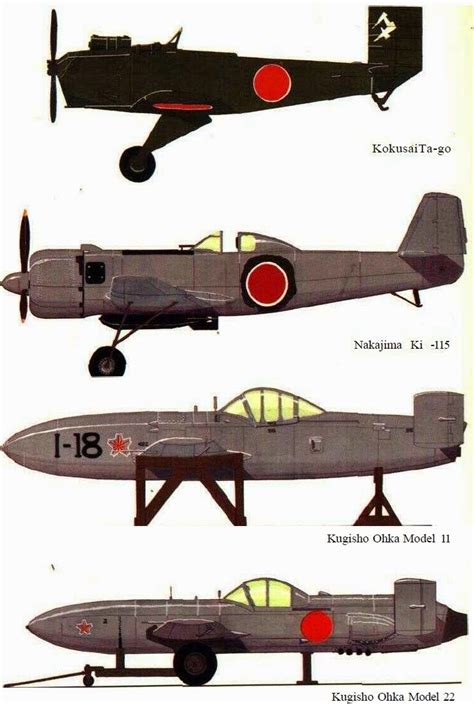 Different types of kamikaze aircraft