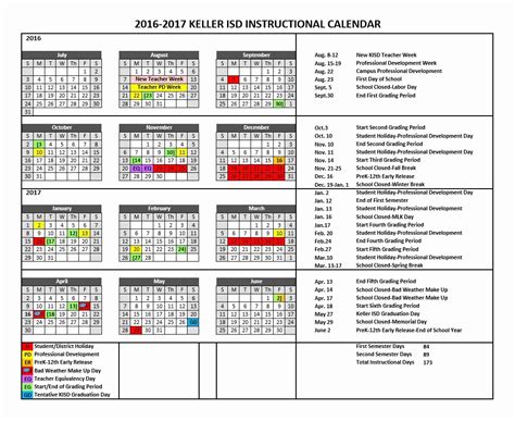 Keller Calendar Guide Printable