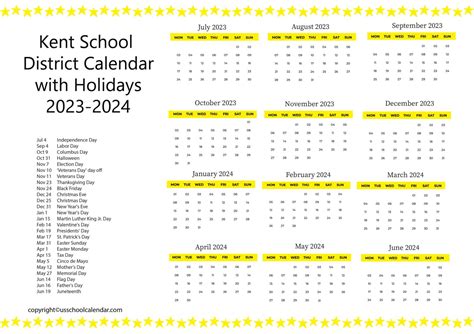 Kent School District Calendar Image 9