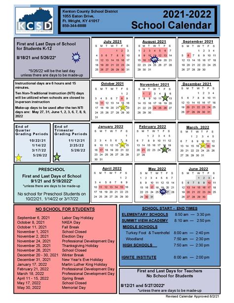 Kenton County Schools Calendar Structure