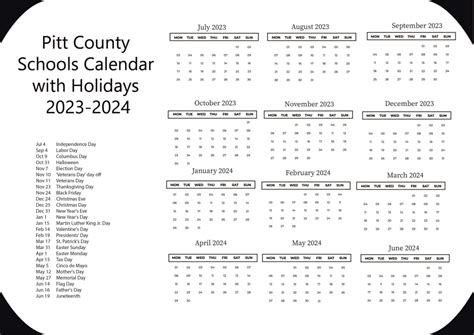 Key Dates in Pitt County Schools NC