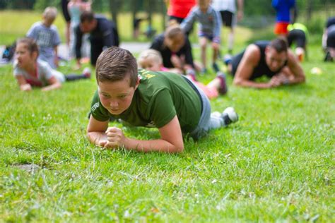 Kids running in a boot camp