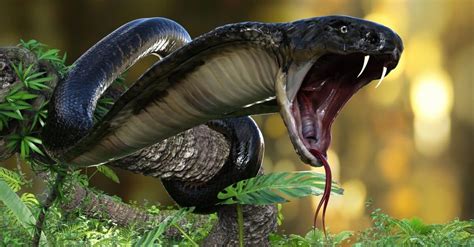 A King Cobra's venomous fangs