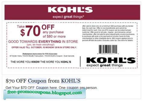 Kohls Printable Coupon Code 6