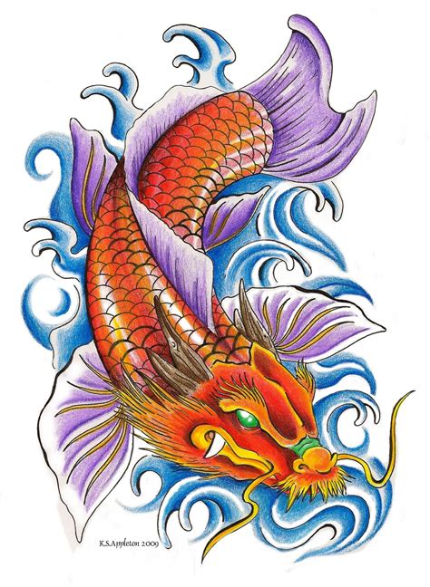 Koi Carp Dragon Tattoo Design