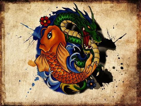 Koi Carp Dragon Tattoo Design 1