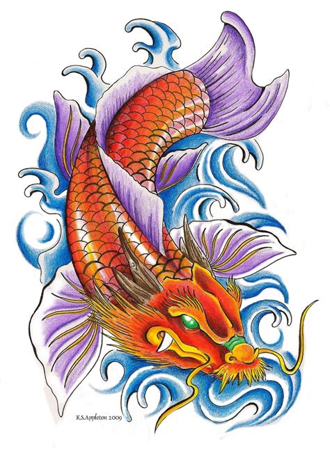 Koi Carp Dragon Tattoo Design 9