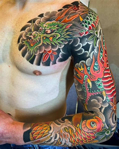 Koi and dragon tattoo placement