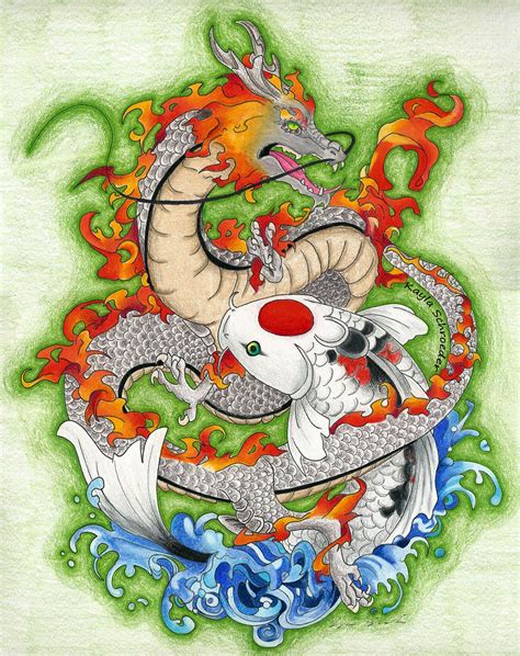 Koi dragon tattoo art