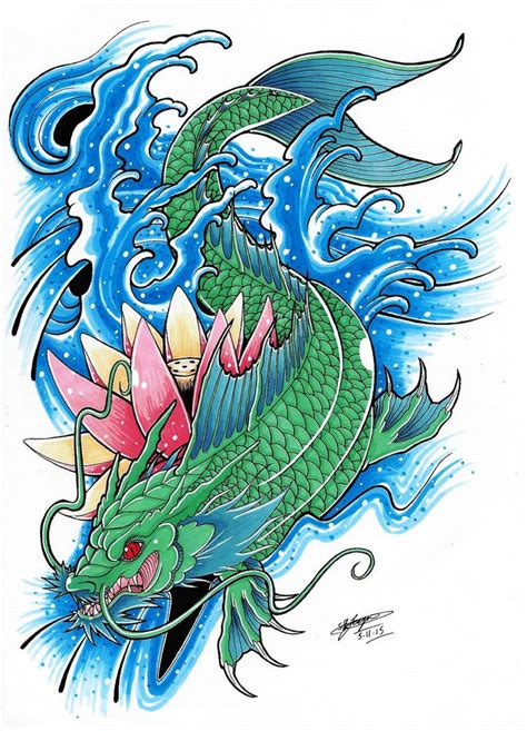 Koi dragon tattoo designs and variations