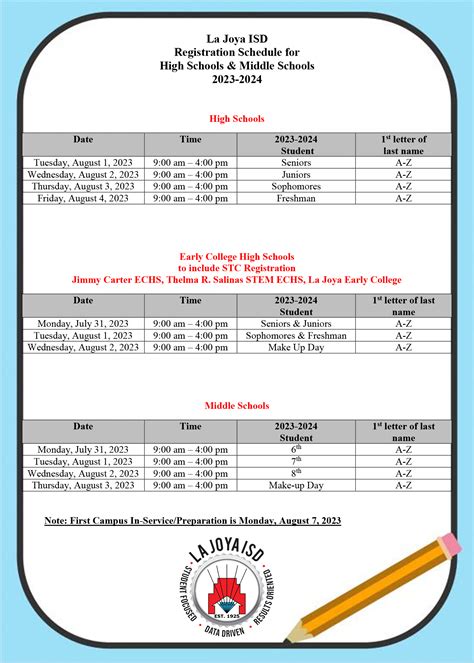 La Joya ISD Calendar Overview