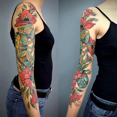 Ladies sleeve tattoo styles and designs