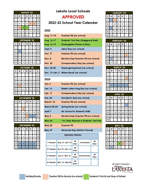 Lakota School Calendar Organization